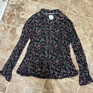 Maeve Black and Pink Floral Top